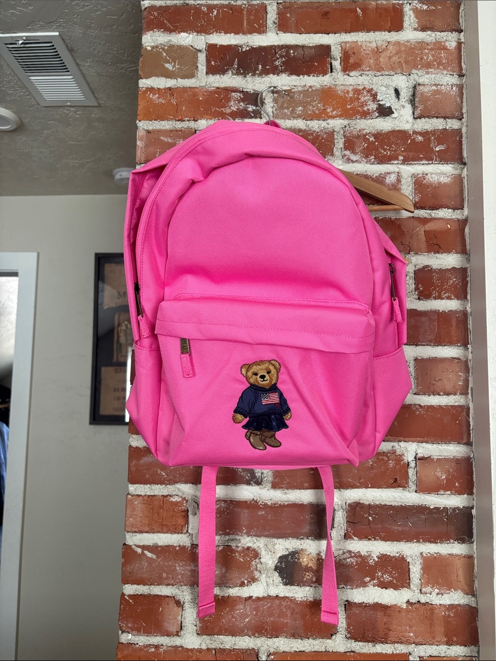 Polo by Ralph Lauren Hot Pink Kids Backpack with Bear Patch